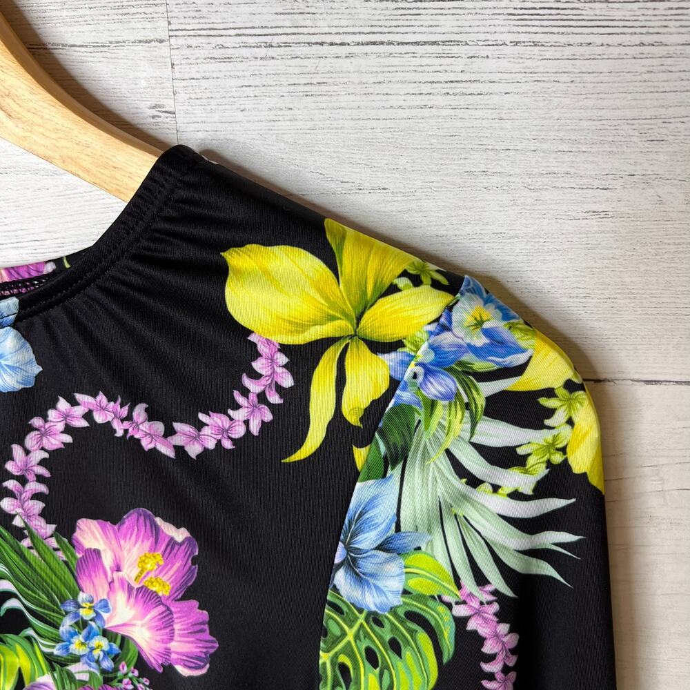 Hurley Bath Suit Womens Size Large Colorful Floral One Piece Cut Out Twist Front - Picture 10 of 16